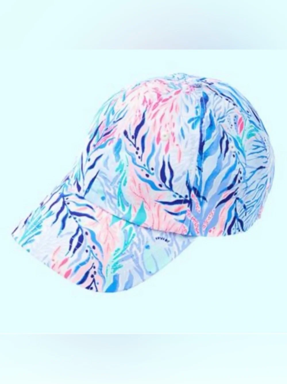 Lilly Pulitzer Run Around Hat kaleidoscope coral print NWOT